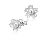 Cherry Blossom Pearl Silver Ear Stud STS-3387